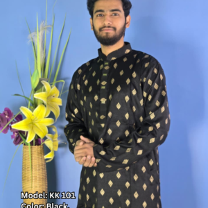জিকুক প্রিন্টেড ব্ল্যাক পাঞ্জাবি (KK 101)